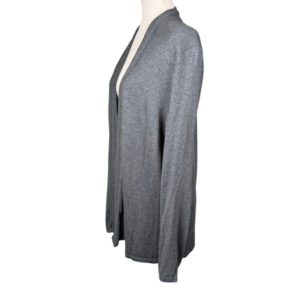 Talbots Women’s Gray Open Front Cardigan Sweater Ribbed size XL Minimalist Cozy - Picture 2 of 8